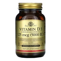 Solgar 솔가 비타민d 5000 IU 125 mcg 120 캡슐 Cholecalciferol 비타민 디 Vitamin D5, 1개, 기본