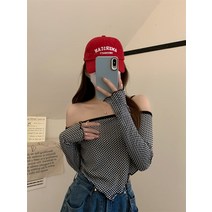 일자 어깨 천조그랑 오프숄더 언밸런스 숏 나무 귀걸이 긴팔 상의