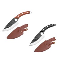 핸드메이드 고기칼 주방 중식도 정육칼 다용도 캠핑 나이프수제 단조 고 탄소강 부엌 칼 뼈를 자르는 칼 생선 필레 칼 고기 식칼 요리사 정육점 칼 요리 도구, 칼 2개 세트