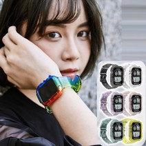 [천삼백케이] [골피아] LD-1006 A풀커버스트랩 투명 스마트워치밴드 스치케이스, 06. 민트/42-44-45mm