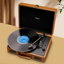 턴테이블 레트로 LP 전축 디터람스 스타일 플레이어 감성 블루투스, 브라운 우드 컬러