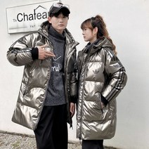 힙합 펄 남자패딩점퍼 실버 유광 멋스러움 시선집중 아우터 트렌디 힙한 잠바