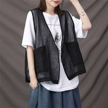 Haengbuk 여름 조끼 여성 베스트 베스트 민소매 재킷 빅사이즈 캐주얼 스타일리쉬한 아우터 통풍이 가능합니다
