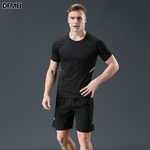남자 여름 헬스복 투피스 속건 트레이닝 러닝 루즈핏 얇은 반팔 반바지 트레이닝 세트