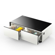 DECORAPORT 스마트 커피 테이블 냉장 보관 및 온도 조절 서랍이 있는 스마트 냉장고 테이블 무선 충전 이중 USB 인터페이스 Type-C 충전기 및 220V 전원 소, 130L 흰색