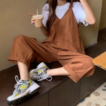 무지 티셔츠 오버롤 점프수트 코디세트