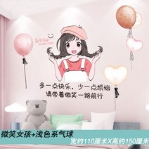 스티커벽지 인싸템 방 침대머리 배치 배경 벽면인테리어 접착 실내 침실 일러스트스티커 1691735623, 파스텔톤 풍선 _스마일 여자아이, 빅