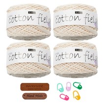 청송뜨개실 리네아 코튼필드(4볼) 뜨개실+뜨개부자재(라벨2개+단코표시링5개), 301.아이보리, 1세트