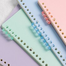 셀프 제본 4구 투명 컬러 4공 똑딱 링 책 스프링 미니 메모지 단어장 카드 수첩 만들기 클립퍼 철 펀치 코일 플라스틱 칼라, 색상, 보라