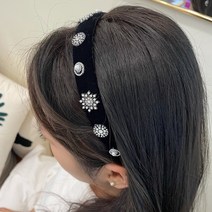 [무료배송]벨벳 큐빅 진주 보석 헤어밴드 아이유 머리띠