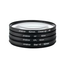 Andoer 62mm UV + CPL 클로즈업 4 스타 8 포인트 필터 원형 키트 니콘 캐논 카메라 용 백이있는 편광판, 한개옵션0