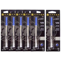 Cross 크로스 교체 코어 리플 링 칩 롤러 볼 젤 볼트 펜 워터 -기반 M 중간 문자 0.7mm 블루 8521 6 PCS, 1개, 상품명참조