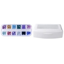 1200Pcs 네일 아트 라인 석 Glitters 아크릴 팁 amp 1X 살균기 트레이 소독 페디큐어 매니큐어 박스, [01] As shown
