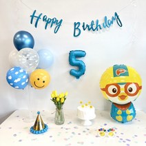 민즈셀렉트 뽀로로 생일풍선 세트 해피벌스데이풍선 생일파티 Happybirthday 이벤트, 숫자 2세트