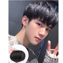 리얼느낌 남성 앞머리 가발 엠자탈모커버 붙임헤어 스타일링가능, 다크브라운 onesize