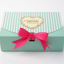 컵케이크 마카롱 포장 박스 리본 기념일 선물 상자 10p 직사각