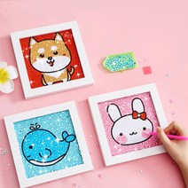 아이룸데코 DIY 보석십자수 도안 큐빅 비즈 십자수 액자형, 보석십자수 강아지