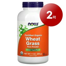 NOWFoods 그린 슈퍼푸드 오가닉 순수 밀싹 파우더 Wheat grass Powder 255g 1팩, 2팩
