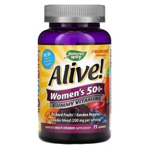 Natures Way Alive! 50세 이상 여성용 구미젤리 비타민 체리 및 포도 구미젤리 75개
