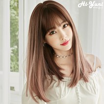 하이유니 옴브레 볼륨매직 헤어 긴머리 통가발 가발 46cm + 거치대 세트, 핑크브라운-커피브라운 / 46cm