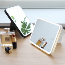 led 탁상 거울 메이크업 사각 뷰티 조명 거울, 블랙