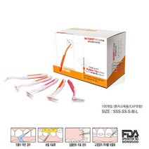 SKYDENT 대용량 100개입 6가지사이즈 치간칫솔 치간치솔 치실 교정 임플란트 관리 스카이덴트, 001-100개입 치간칫솔 SSS