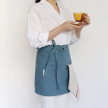포홈 린넨무지 숏랩 하프앞치마 (8 color), 스틸블루