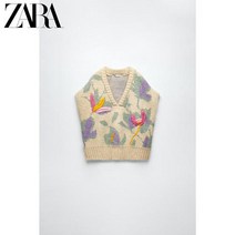 자라 ZARA 봄 신작 여성 자수 니트 조끼 01822030330