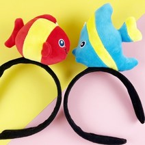 뉴띵크 인생네컷 동물 물고기 머리띠 인싸 파티 소품 선물 놀이동산, 레드