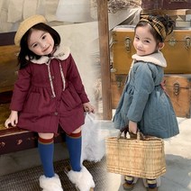 미소파파 여아 겨울 샐리 원피스 누빔 패딩 자켓 + 양털 케이프 포함