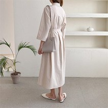 다잇템 여자 버튼 롱 혁대 셔츠핏 고무줄 클래식 드레스 (7593551)