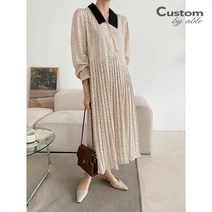 [커스텀에이블] 카라배색 잔도트 플리치 원피스_C2210OP303C