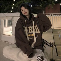 QIANSU 2022년 루즈핏 트렌드 임의코디 맨투맨 기모 도톰 가을 겨울시즌 그레이 브라운 M사이즈 L사이즈