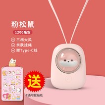 스페이스 홀터 미니 선풍기 usb 휴대용 충전형 목걸이 가슴 선풍기, 04.다람쥐[핑크], 단일옵션