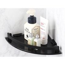 욕실 샤워실 화장실 정리대 블랙 강화유리 모서리 코너 선반, LHS 일자선반블랙