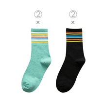 레인보우 양말 가을겨울 미들양말 러쉬 아웃 그물무늬 순면하이타이즈