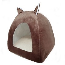 고양이 텐트 둥지 겨울 고양이 침대 접이식 실내 고양이 강아지 마스코트 카사 동굴 애완 동물 집 플러시 부드러운 쿠션, s 28cm 28cm 32cm, 갈색