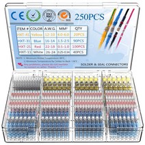 50/100/250PCS 혼합 열 수축 연결 단자 방수 솔더 슬리브 튜브 전기 와이어 절연 버트 커넥터 키트|Terminals|, 100PCs Without Box, 1개, 단일
