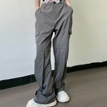 디아더컬러 여성용 핀턱 카고 와이드 부츠컷 팬츠 치노