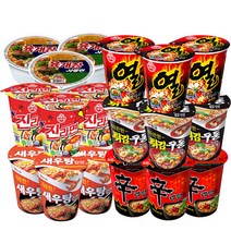 컵라면 6종 세트 (육개장 3개+열라면 3개+진라면 3개+튀김우동 3개+새우탕 3개+신라면 3개), 1개
