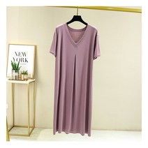 모달 반팔 드레스 여성 여름 캐주얼 홈 nightdress 단색 a 라인 스커트 대형 느슨한 빅 스윙 롱 스커트 제시뉴욕원피스 드레스렌탈 퀸잇 봄원피스 상견례옷차림