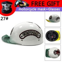 반모헬멧 바이크 오픈페이스 헬멧 모터 레트로 오토바이 스쿠터 빈티지 하프 페이스 바이커 카스코 야구 모자 야마하 가와사키 혼다 스즈키, 27+XL