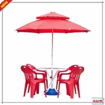 비치파라솔 편의점 4인용 파랑파라솔세트C(받침포함), 원형 파랑, 녹색