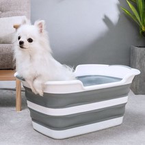 강아지 고양이 스파 반려동물 목욕탕 접이식 애견욕조, 힐링열쇠 그레이그린
