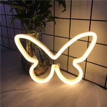 네온사인 나래바 아이방 가게 인테리어 led 네온 불빛 나비 모양 led 네온 사인 장식 벽 램프 연인 선물 웨딩 파티 기념일 장식 야간 조명, 나비 따뜻한 흰색