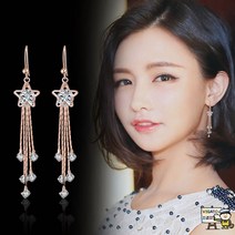 귀걸이 롱기장 태슬 크리스탈 여성 피어싱 펜던트 순은
