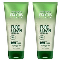 Garnier 깔끔하고 강력한 헤어스타일링 천연홀드 젤 Fructis 스타일 퓨어클린 스타일링 헤어젤 6.8oz 2개
