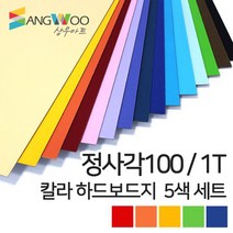 SW 칼라 하드보드지 정사각100mm 1T 5색세트 빨주노초파