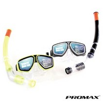 프로맥스 스노쿨링 마스크 스노클세트 스쿠버 다이빙 보급형, 블랙