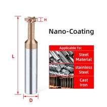 카바이드 T 슬롯 밀링 커터 텅스텐 스틸 엔드 CNC 도구 금속 알루미늄 구리 가공 선반, 02 Coating_10 D12x60L_06 H4.0